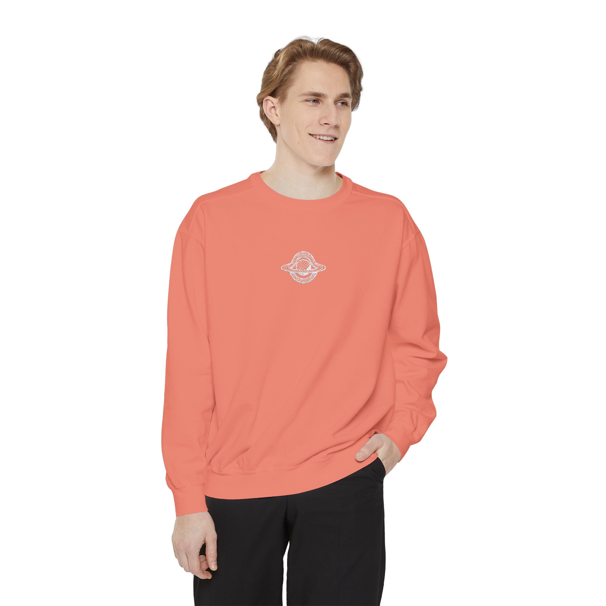 WHITE GW LOGO Unisex Garment-Dyed Sweatshirt