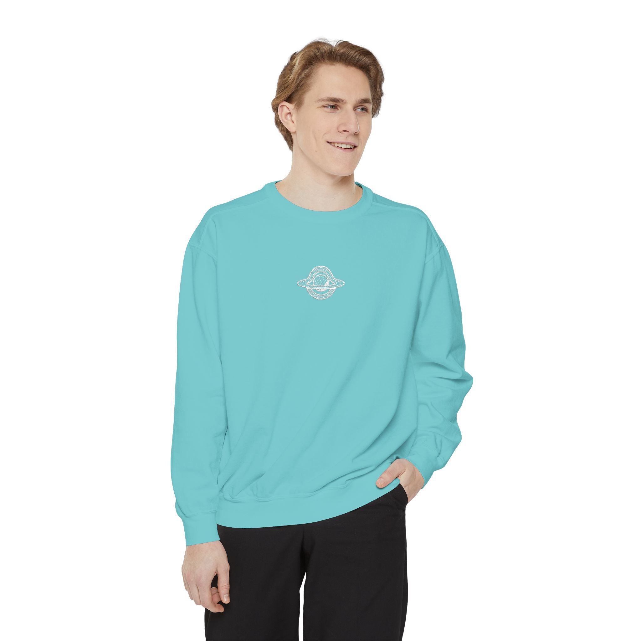 WHITE GW LOGO Unisex Garment-Dyed Sweatshirt