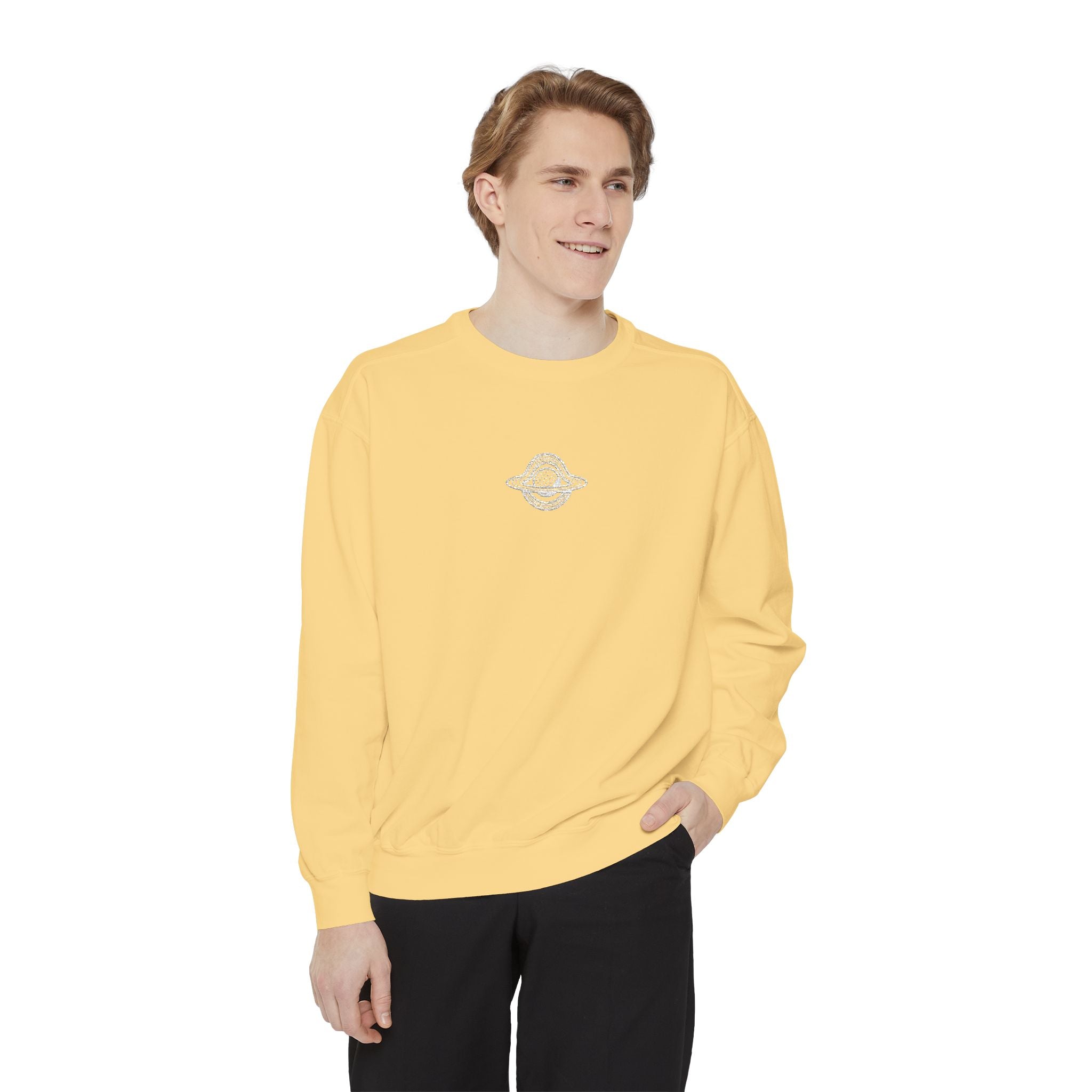 WHITE GW LOGO Unisex Garment-Dyed Sweatshirt