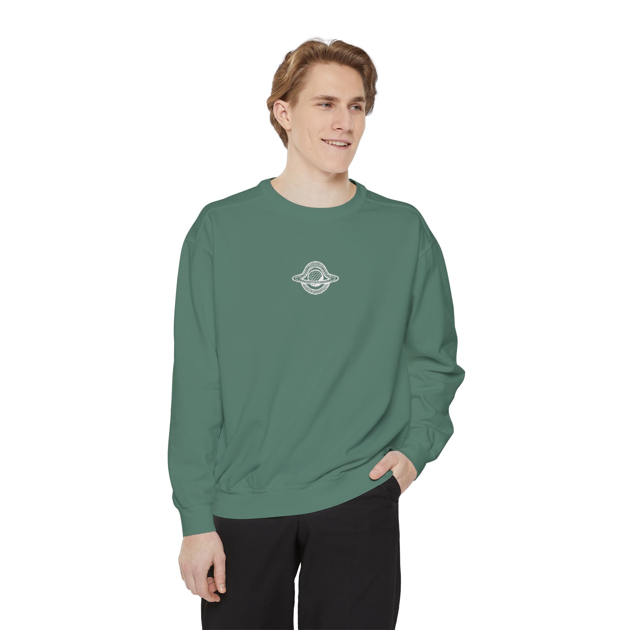 WHITE GW LOGO Unisex Garment-Dyed Sweatshirt