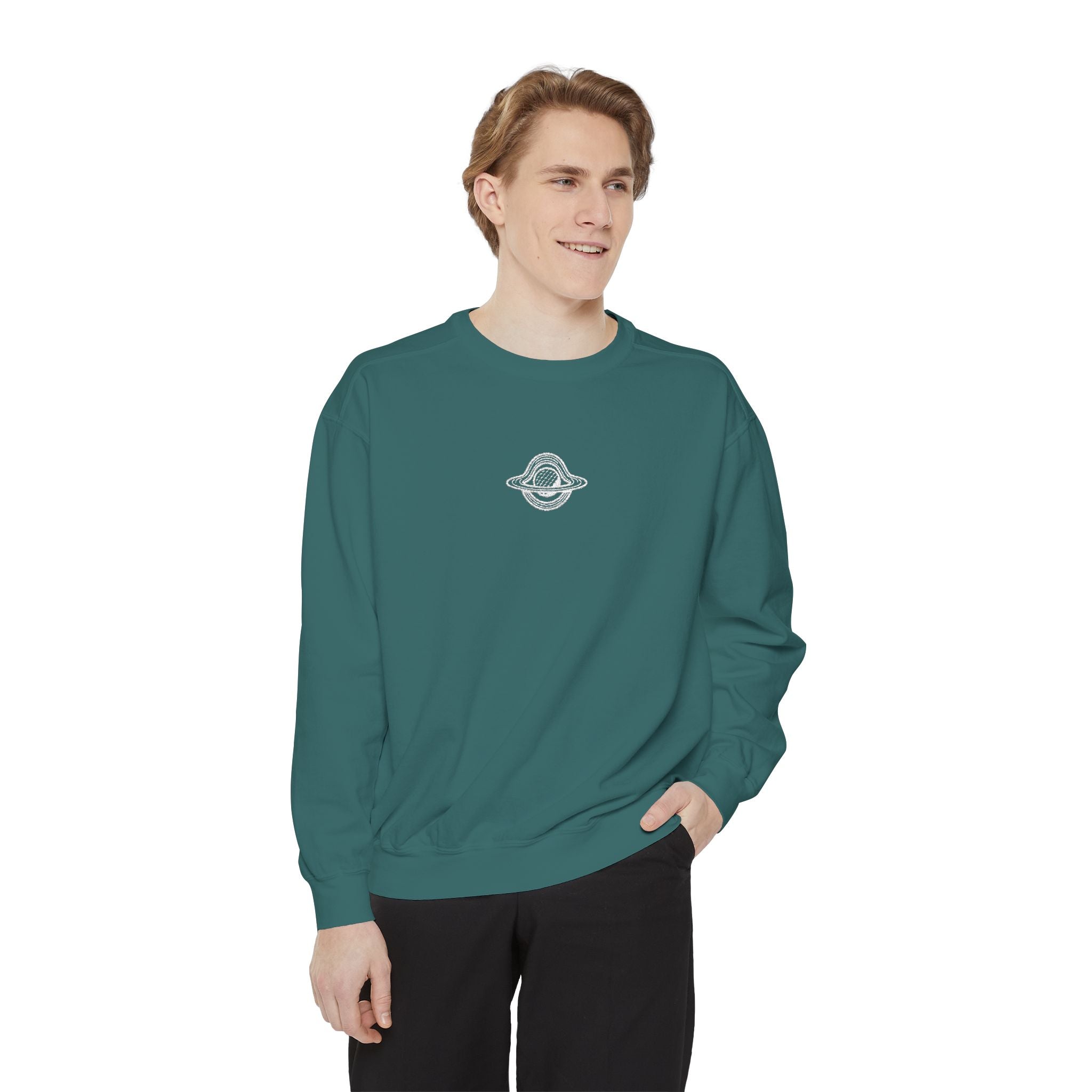 WHITE GW LOGO Unisex Garment-Dyed Sweatshirt