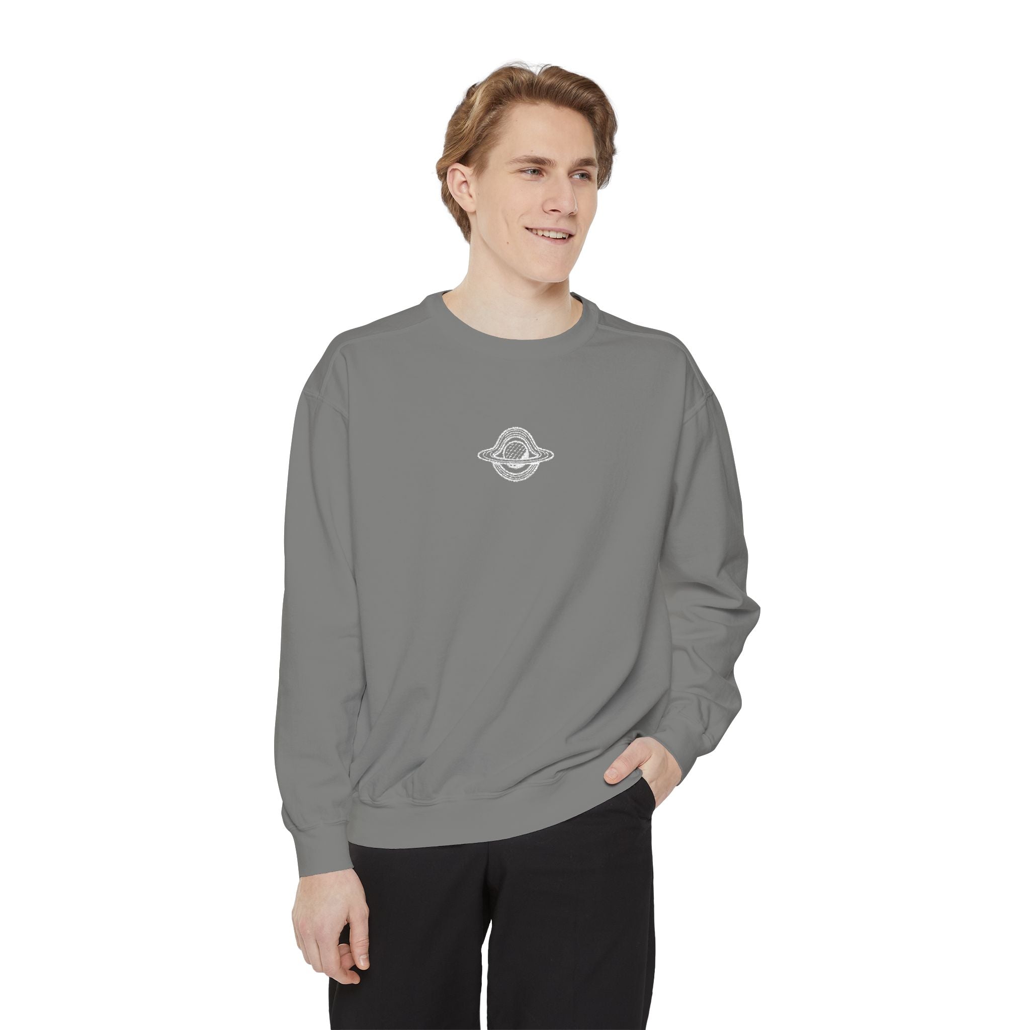 WHITE GW LOGO Unisex Garment-Dyed Sweatshirt