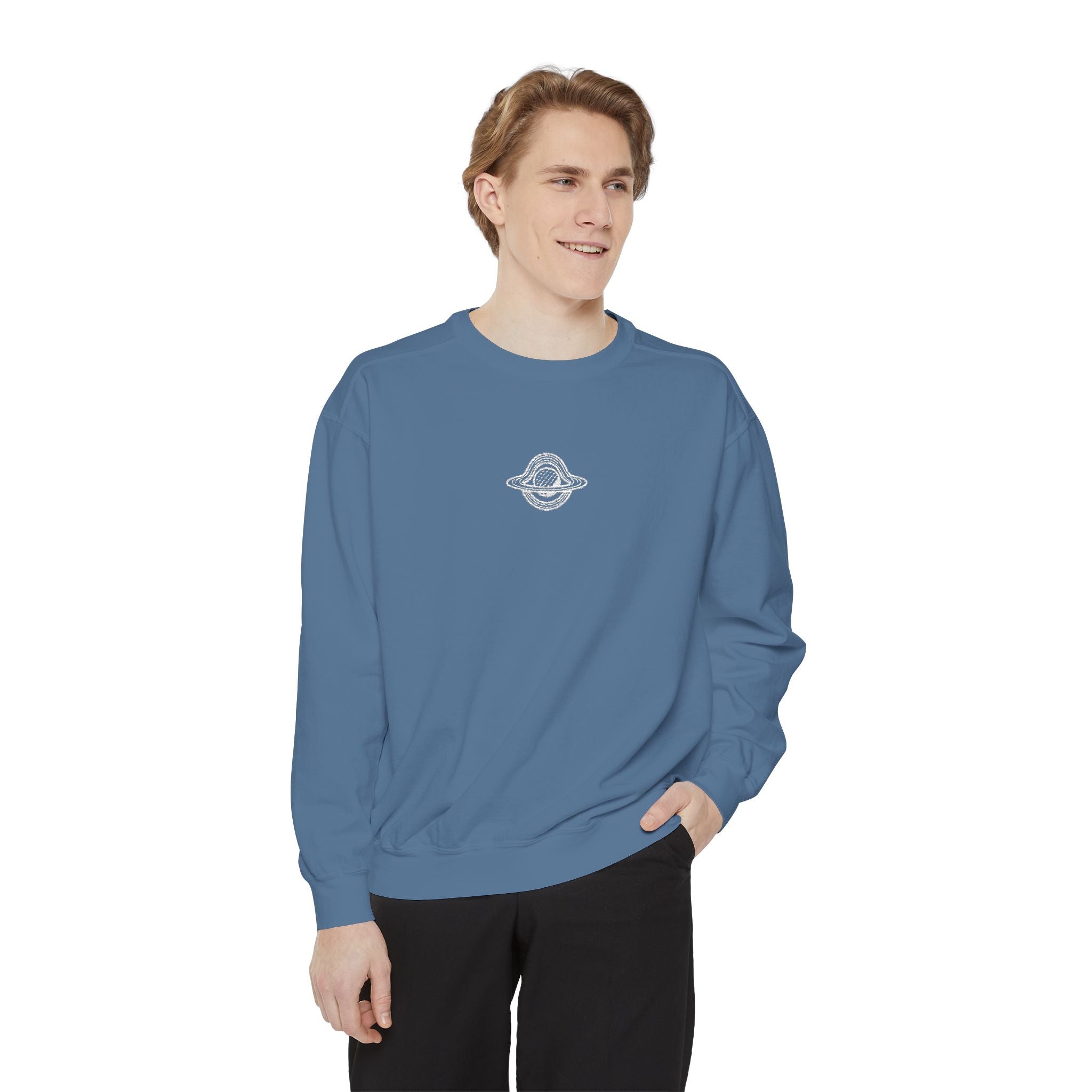 WHITE GW LOGO Unisex Garment-Dyed Sweatshirt